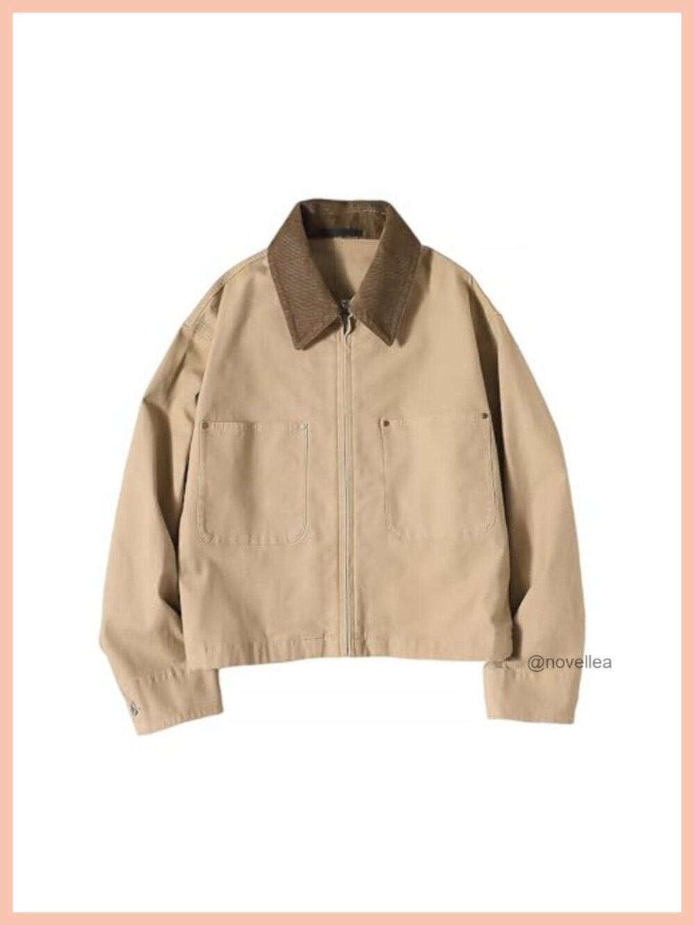 Womens Cropped Barn Jacket 100% Cotton Corduroy Collar Zip Up Utility Coat
